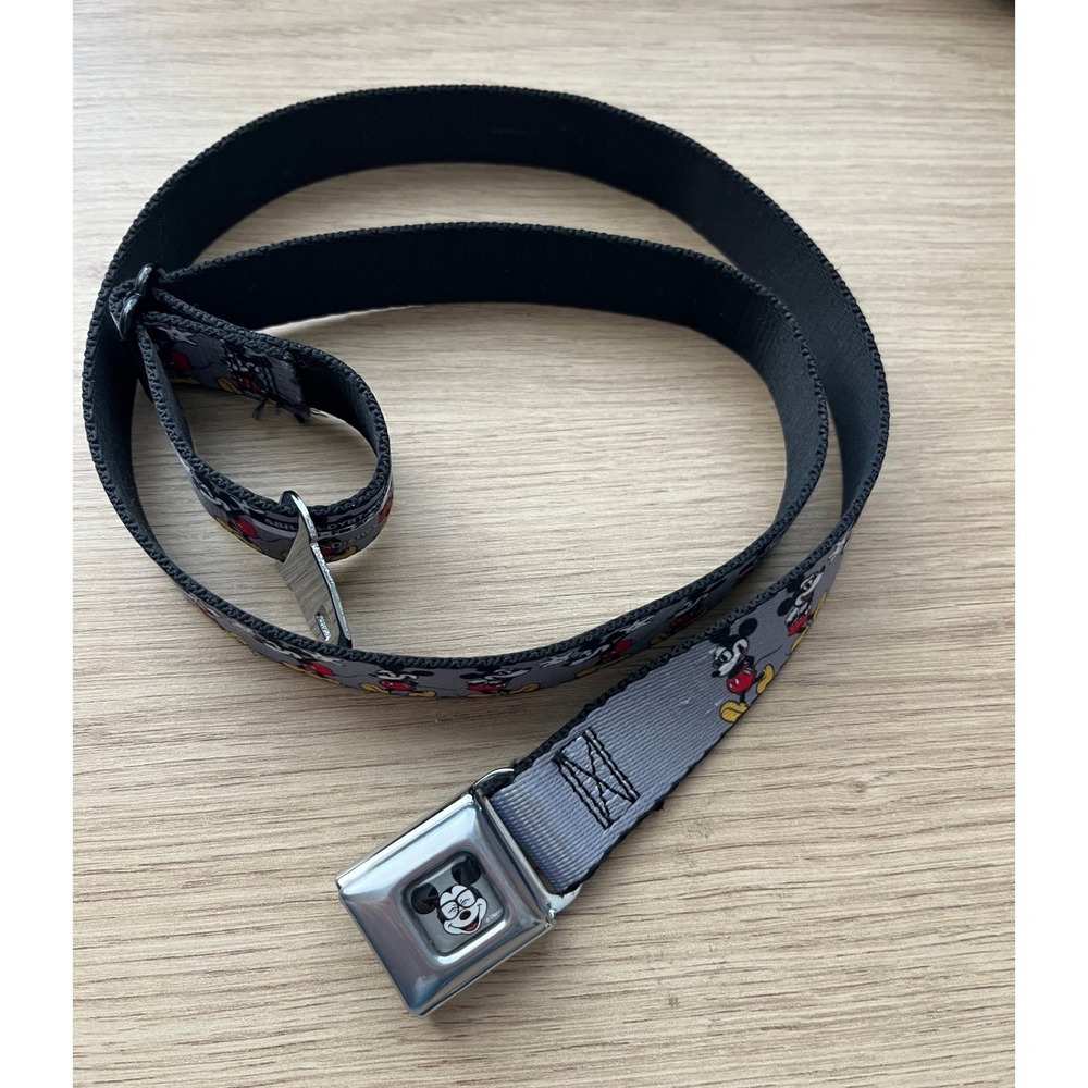 Buckle-Down Mickey Mouse Seatbelt Belt Kids 20-36 Grey Excellent Disney Print